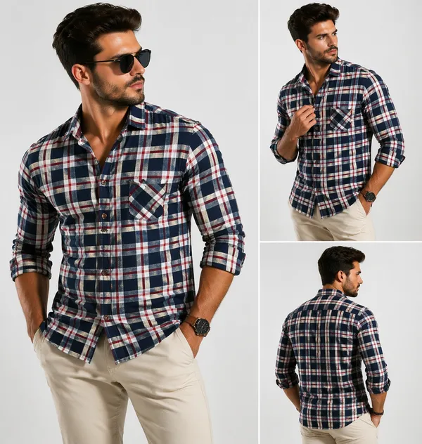 Premium_Cotton_Wine_Check_Pattern_Shirt_�_Comfortable_&_Breathable