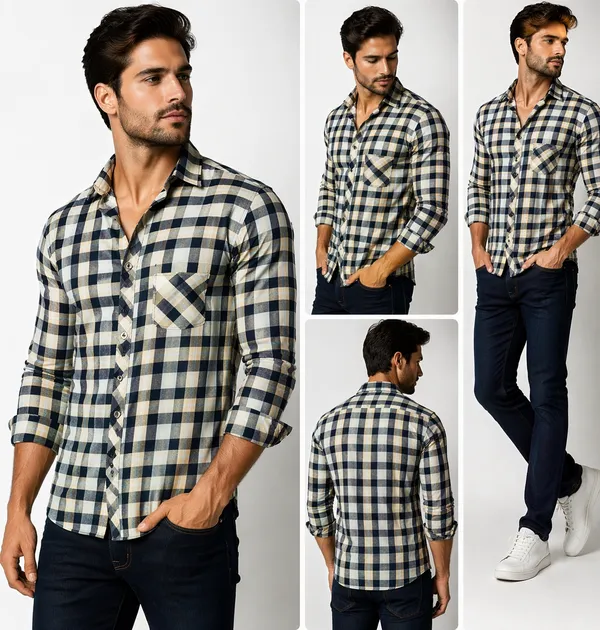 Premium_Cotton_Cream_Check_Pattern_Shirt_�_Comfortable_&_Breathable