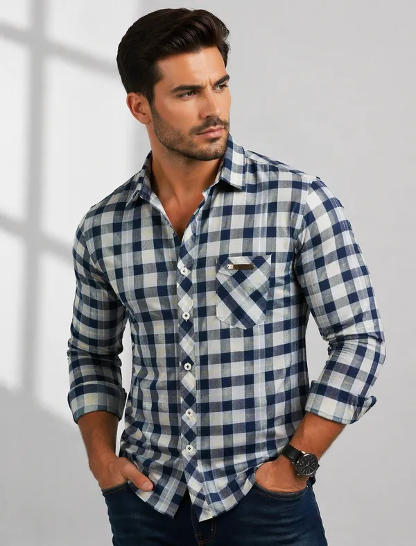 Premium_Cotton_White_Check_Pattern_Shirt_�_Comfortable_&_Breathable