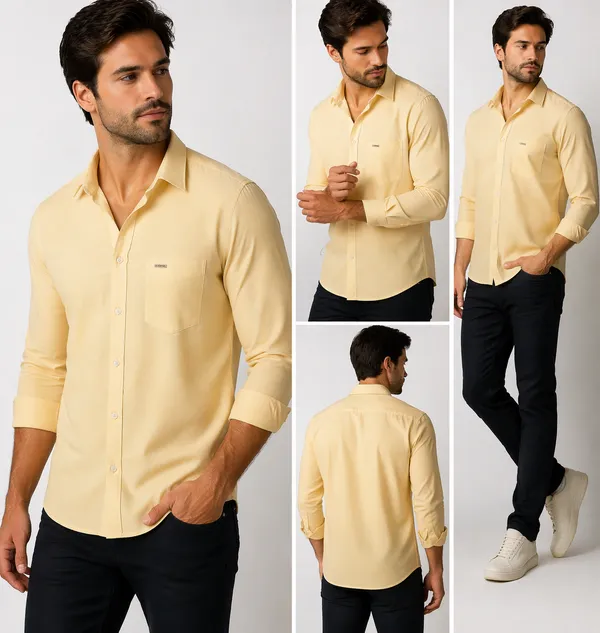 Men�s_Beige_Full_Sleeve_Shirt_|_Cotton_Blend_|_Slim_Fit_|_Casual_&_Formal_Wear