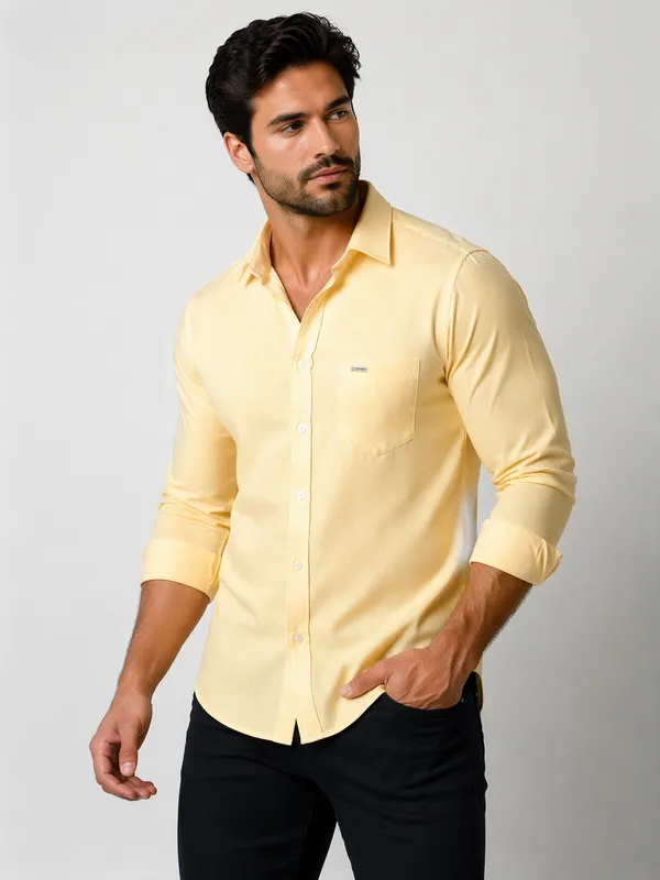 Men�s_Beige_Full_Sleeve_Shirt_|_Cotton_Blend_|_Slim_Fit_|_Casual_&_Formal_Wear