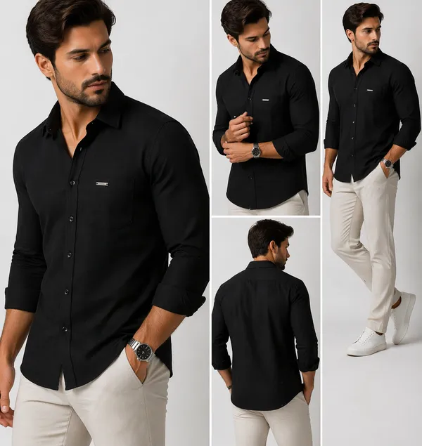 Men�s_Black_Full_Sleeve_Shirt_|_Cotton_Blend_|_Slim_Fit_|_Casual_&_Formal_Wear