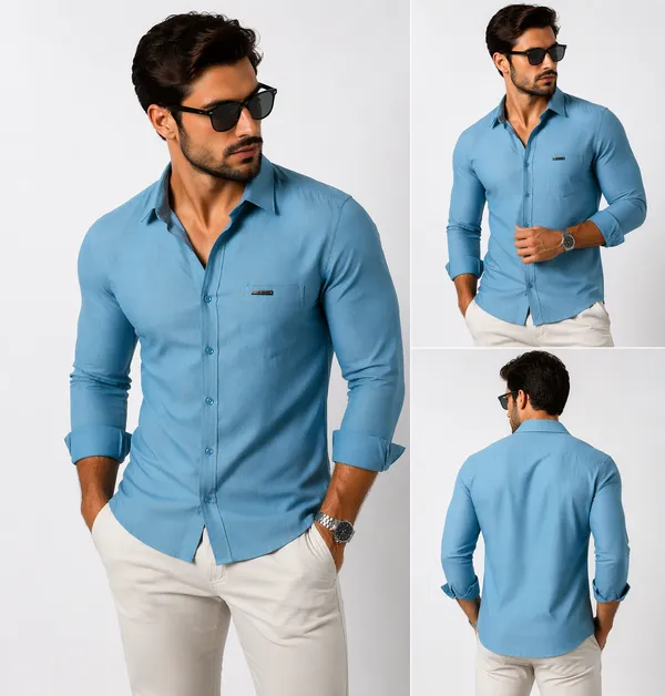 Men�s_Blue_Full_Sleeve_Shirt_|_Cotton_Blend_|_Slim_Fit_|_Casual_&_Formal_Wear