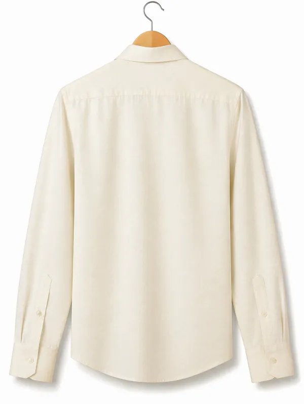 Men�s_Cream_Full_Sleeve_Shirt_|_Cotton_Blend_|_Slim_Fit_|_Casual_&_Formal_Wear