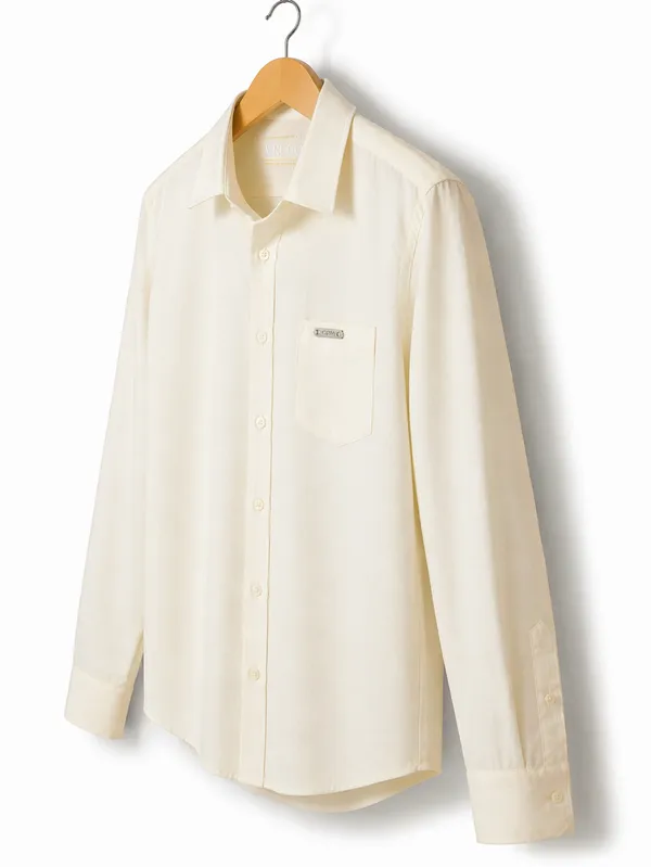 Men�s_Cream_Full_Sleeve_Shirt_|_Cotton_Blend_|_Slim_Fit_|_Casual_&_Formal_Wear