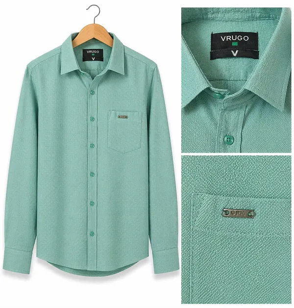 Men�s_Green_Full_Sleeve_Shirt_|_Cotton_Blend_|_Slim_Fit_|_Casual_&_Formal_Wear