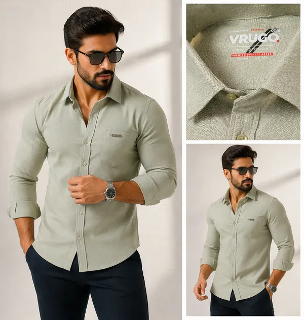 Men�s_Light_Green_Full_Sleeve_Shirt_|_Cotton_Blend_|_Slim_Fit_|_Casual_&_Formal_Wear