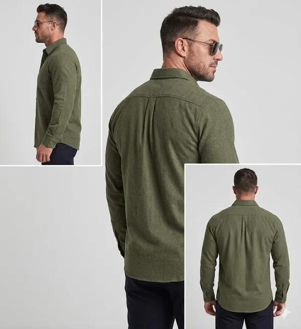 Men�s_Olive_Green_Full_Sleeve_Shirt_|_Cotton_Blend_|_Slim_Fit_|_Casual_&_Formal_Wear