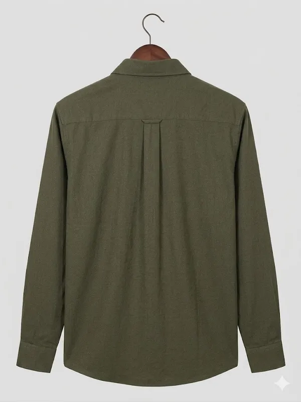 Men�s_Olive_Green_Full_Sleeve_Shirt_|_Cotton_Blend_|_Slim_Fit_|_Casual_&_Formal_Wear