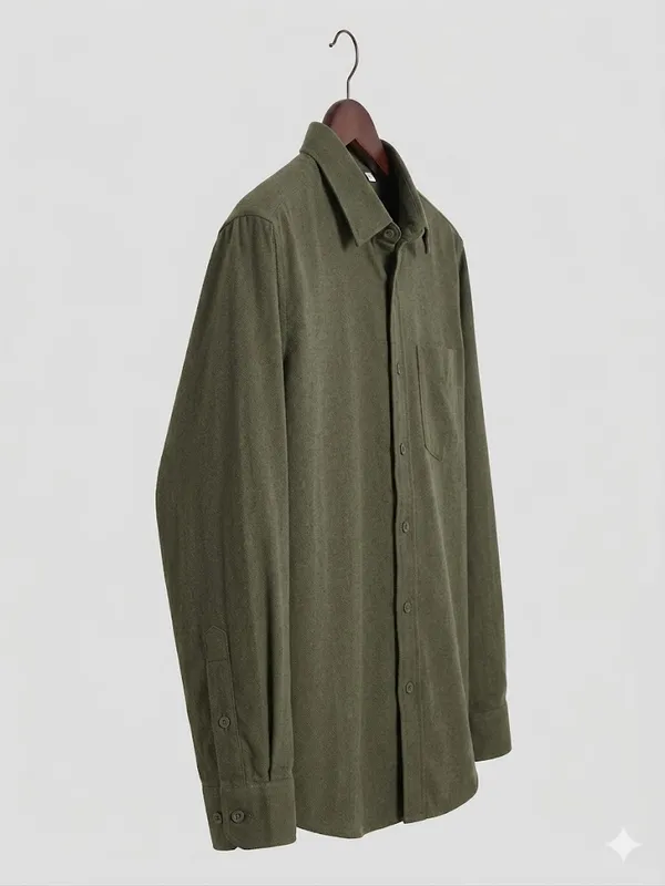 Men�s_Olive_Green_Full_Sleeve_Shirt_|_Cotton_Blend_|_Slim_Fit_|_Casual_&_Formal_Wear