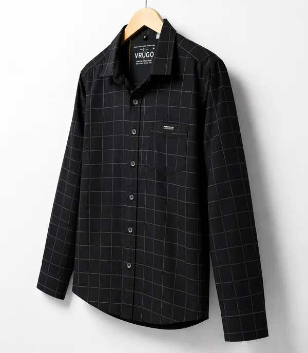 Men�s_Black_Checkered_Full_Sleeve_Shirt_|_Cotton_Blend_|_Slim_Fit_|_Casual_Wea