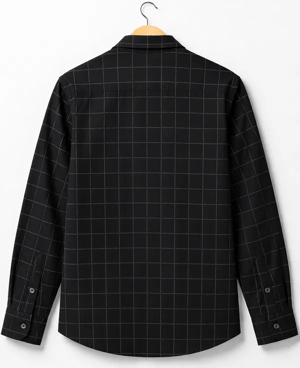 Men�s_Black_Checkered_Full_Sleeve_Shirt_|_Cotton_Blend_|_Slim_Fit_|_Casual_Wea