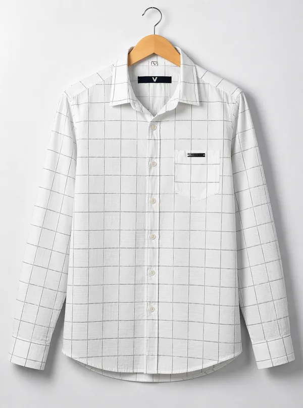 Men�s_White_Checkered_Full_Sleeve_Shirt_|_Cotton_Blend_|_Slim_Fit_|_Casual_Wear