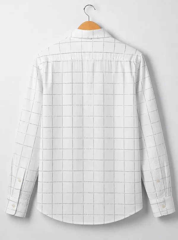Men�s_White_Checkered_Full_Sleeve_Shirt_|_Cotton_Blend_|_Slim_Fit_|_Casual_Wear