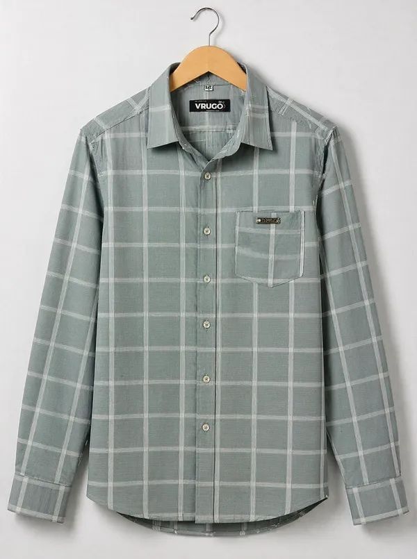 Men�s_Grey_Checkered_Full_Sleeve_Shirt_|_Cotton_Blend_|_Slim_Fit_|_Casual_Wear