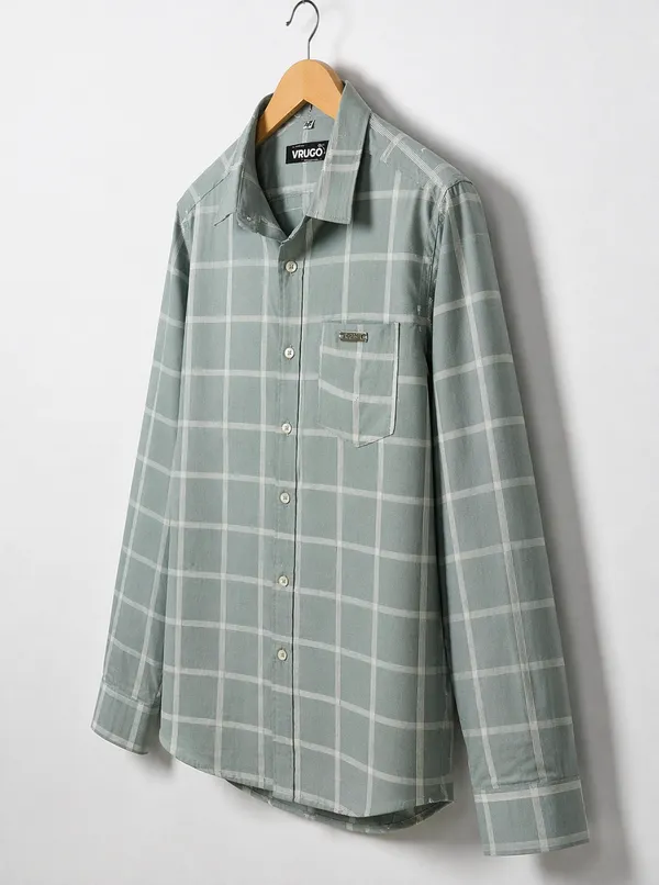 Men�s_Grey_Checkered_Full_Sleeve_Shirt_|_Cotton_Blend_|_Slim_Fit_|_Casual_Wear
