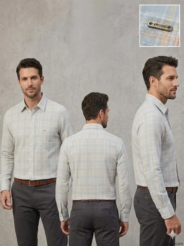 Men�s_Sky_Blue_Checkered_Full_Sleeve_Shirt_|_Multi-Color_Pattern_|_Cotton_Blend_|_Slim_Fit