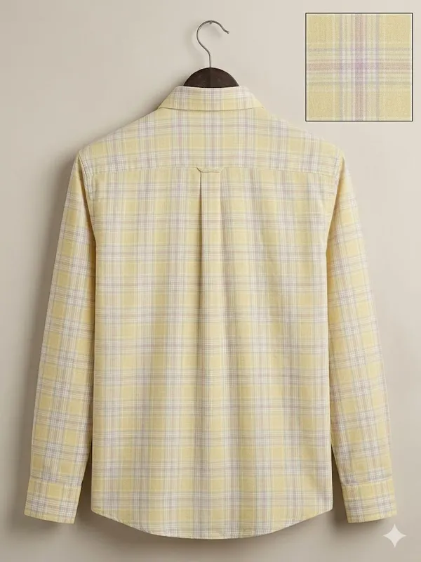 Men�s_Yellow_Checkered_Full_Sleeve_Shirt_|_Multi-Color_Pattern_|_Cotton_Blend_|_Slim_Fit