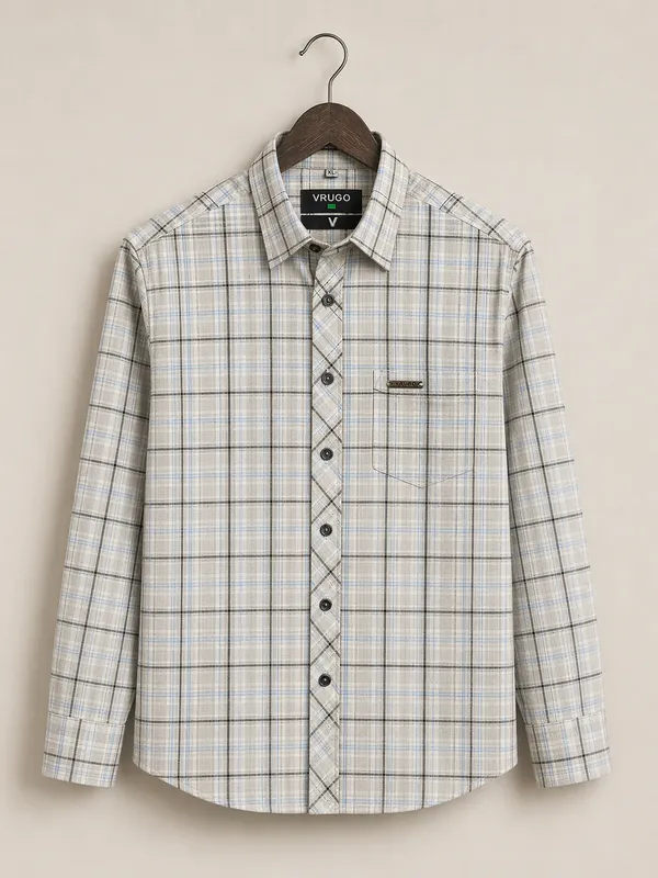 Men�s_Beige_Checkered_Full_Sleeve_Shirt_|_Multi-Color_Pattern_|_Cotton_Blend_|_Slim_Fit
