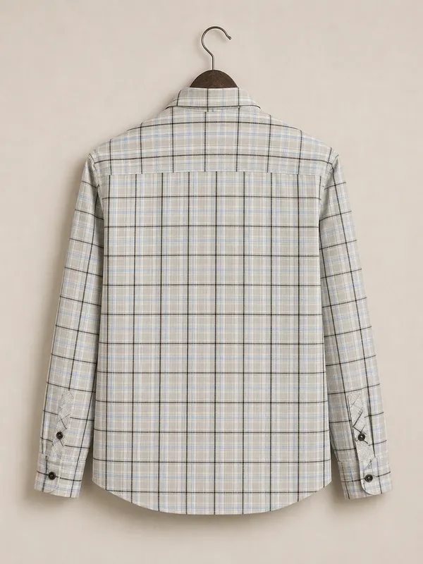 Men�s_Beige_Checkered_Full_Sleeve_Shirt_|_Multi-Color_Pattern_|_Cotton_Blend_|_Slim_Fit