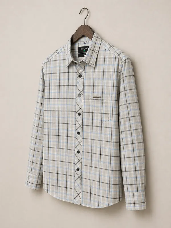 Men�s_Beige_Checkered_Full_Sleeve_Shirt_|_Multi-Color_Pattern_|_Cotton_Blend_|_Slim_Fit