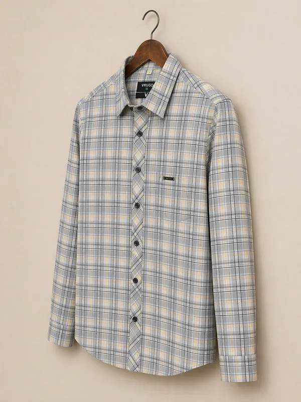 Men�s_Grey_Checkered_Full_Sleeve_Shirt_|_Multi-Color_Pattern_|_Cotton_Blend_|_Slim_Fit