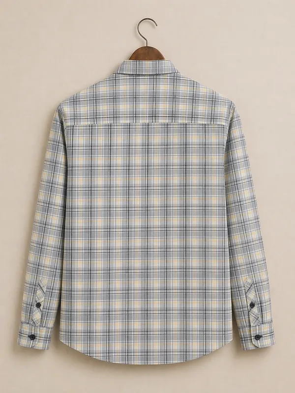 Men�s_Grey_Checkered_Full_Sleeve_Shirt_|_Multi-Color_Pattern_|_Cotton_Blend_|_Slim_Fit