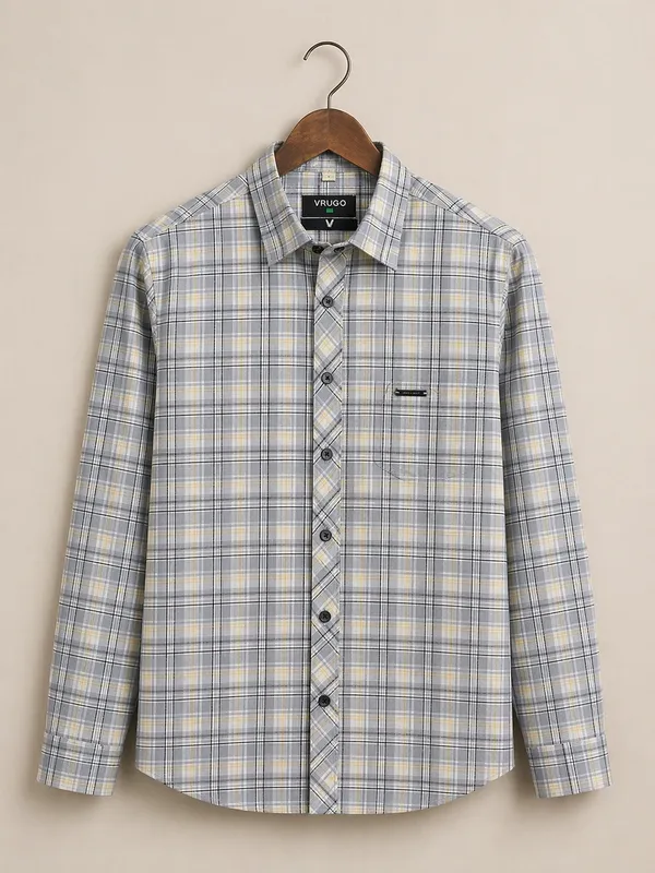 Men�s_Grey_Checkered_Full_Sleeve_Shirt_|_Multi-Color_Pattern_|_Cotton_Blend_|_Slim_Fit