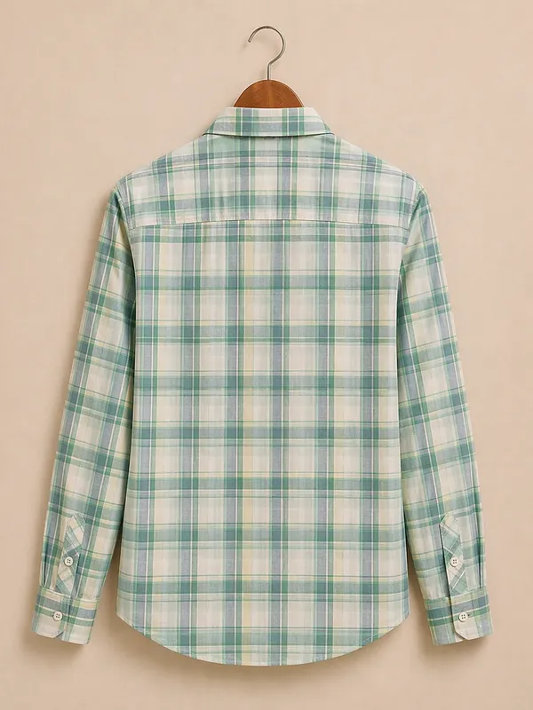 Men�s_Green_Checkered_Full_Sleeve_Shirt_|_Multi-Color_Pattern_|_Cotton_Blend_|_Slim_Fit