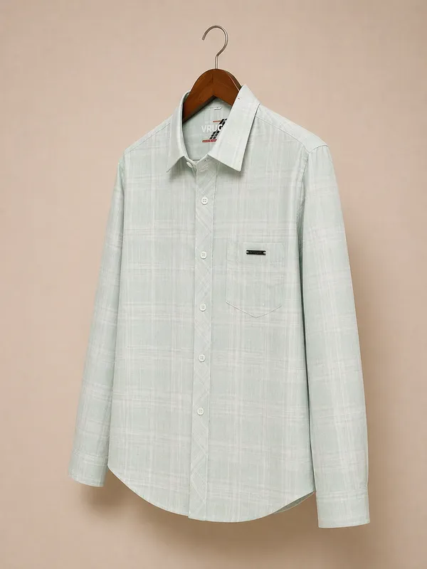Men�s_Green_Checkered_Full_Sleeve_Shirt_|_Multi-Color_Pattern_|_Cotton_Blend_|_Slim_Fit