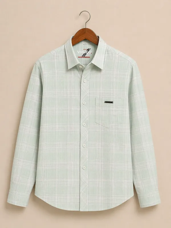 Men�s_Green_Checkered_Full_Sleeve_Shirt_|_Multi-Color_Pattern_|_Cotton_Blend_|_Slim_Fit