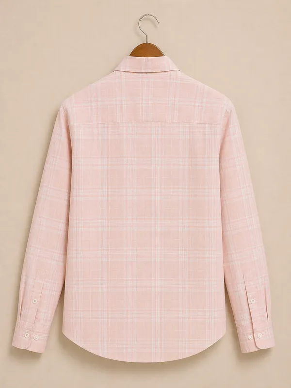 Men�s_Pink_Checkered_Full_Sleeve_Shirt_|_Multi-Color_Pattern_|_Cotton_Blend_|_Slim_Fit