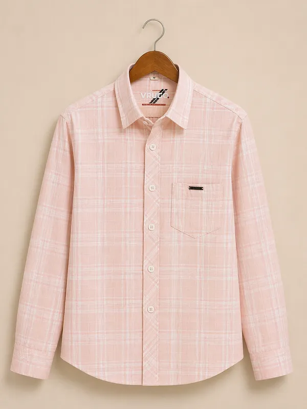 Men�s_Pink_Checkered_Full_Sleeve_Shirt_|_Multi-Color_Pattern_|_Cotton_Blend_|_Slim_Fit