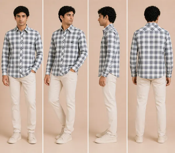 Men�s_Black_Checkered_Full_Sleeve_Shirt_|_Multi-Color_Pattern_|_Cotton_Blend_|_Slim_Fit