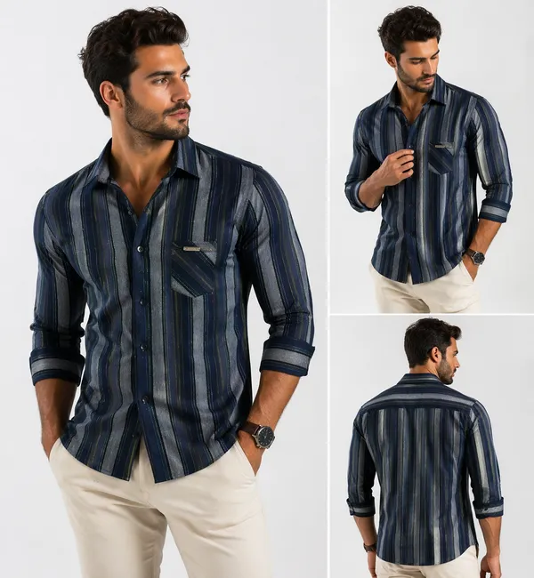 Men�s_Green_Checkered_Full_Sleeve_Shirt_|_Multi-Color_Pattern_|_Cotton_Blend_|_Slim_Fit