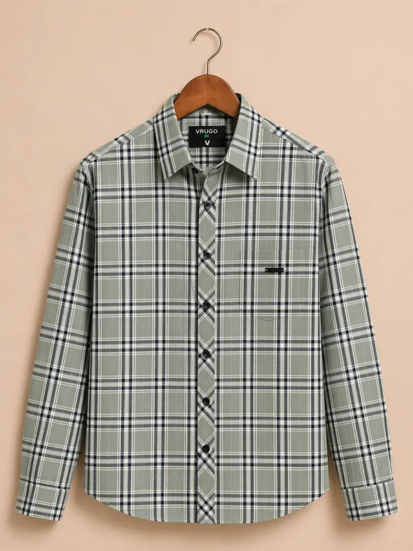 Men�s_Green_Checkered_Full_Sleeve_Shirt_|_Multi-Color_Pattern_|_Cotton_Blend_|_Slim_Fit