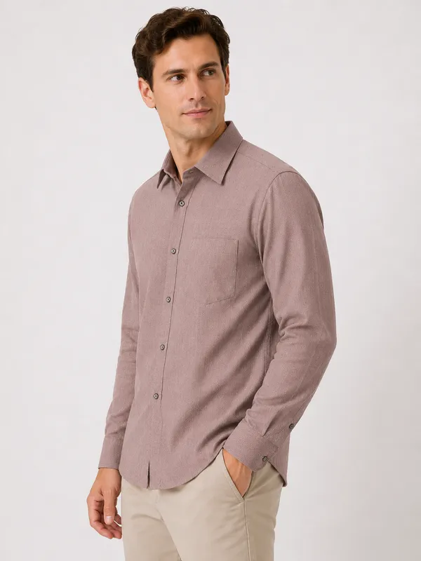 VRUGO_Men's_Dusty_Rose_Textured_Full_Sleeve_Shirt_|_Premium_Solid_Casual_&_Formal_Shirt