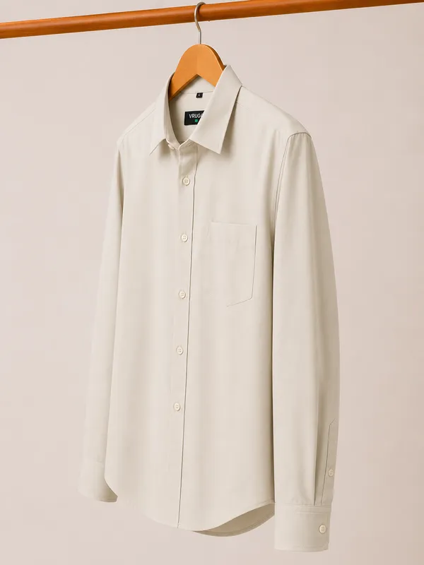 VRUGO_Men's_Off_White_Full_Sleeve_Formal_Shirt_|_Premium_Solid_Cotton_Blend_Shirt