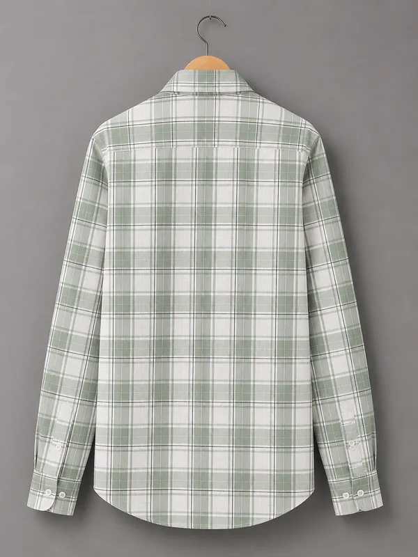 VRUGO_Men's_Sage_Green_Checked_Full_Sleeve_Casual_Shirt