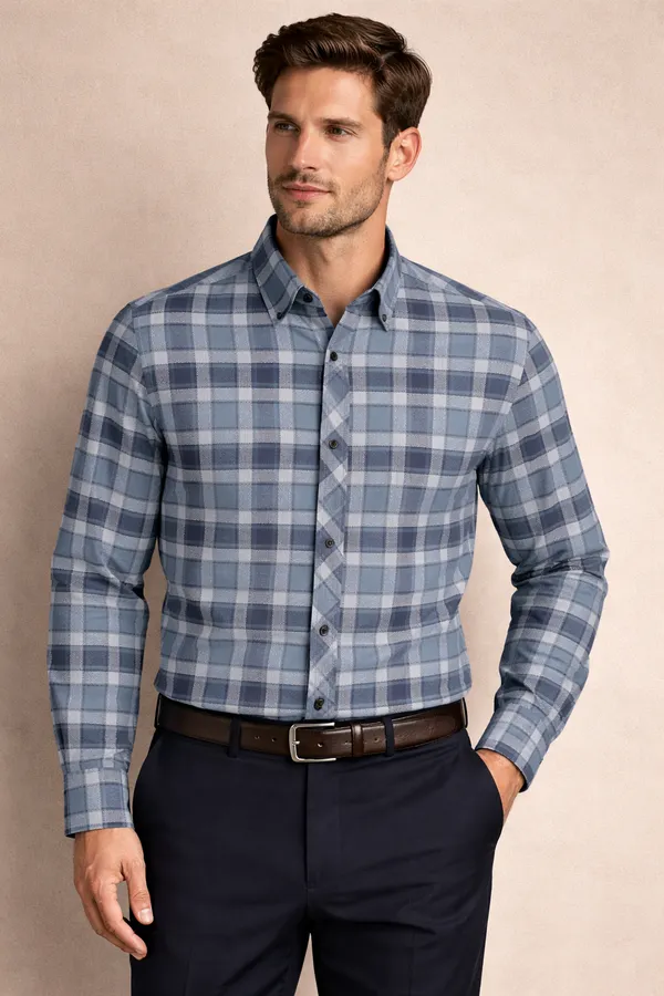 Mens_Plaid_Flannel_Shirt_Long_Sleeve_Button_down_Casual_Shirt