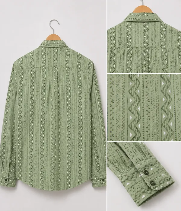 VRUGO_Men's_Olive_Green_Geometric_Printed_Full_Sleeve_Casual_Shirt