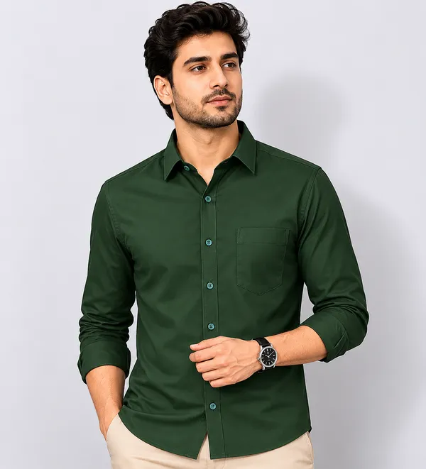 VRUGO_Men's_Olive_Green_Full_Sleeve_Formal_Shirt