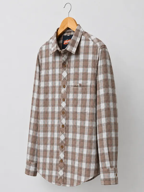 VRUGO_Men's_Coffee_Brown_Checked_Full_Sleeve_Casual_Shirt