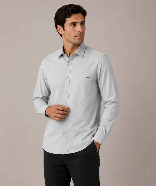 VRUGO_Men's_Ice_Grey_Textured_Full_Sleeve_Shirt_|_Premium_Regular_Fit_Casual_&_Formal_Wear