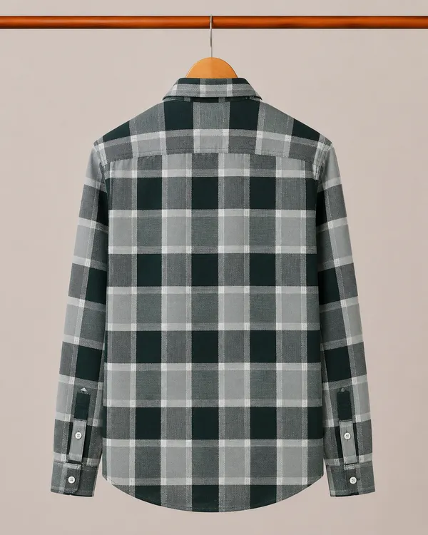 VRUGO_Men's_Green_&_Grey_Checked_Full_Sleeve_Casual_Shirt