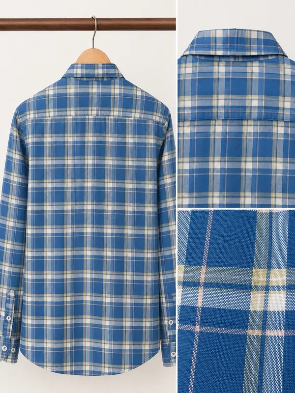 VRUGO_Men's_Royal_Blue_Checked_Full_Sleeve_Casual_Shirt