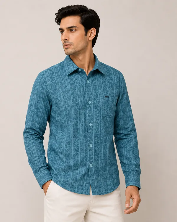 VRUGO_Men's_Teal_Blue_Geometric_Printed_Full_Sleeve_Casual_Shirt