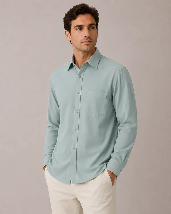 VRUGO_Men's_Ocean_Mint_Green_Textured_Full_Sleeve_Shirt_|_Premium_Regular_Fit_Casual_&_Formal_Wear