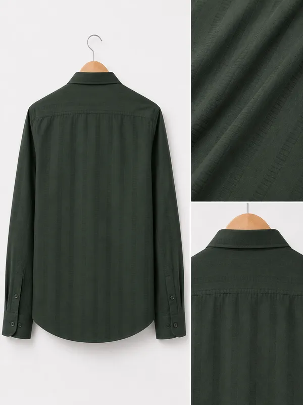 VRUGO_Men's_Olive_Green_Textured_Full_Sleeve_Shirt_|_Premium_Regular_Fit_Formal_&_Casual_Wear
