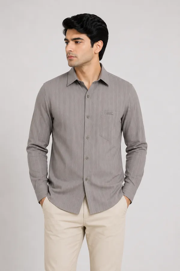 VRUGO_Men's_Stone_Grey_Textured_Full_Sleeve_Shirt_|_Premium_Regular_Fit_Casual_&_Formal_Wear